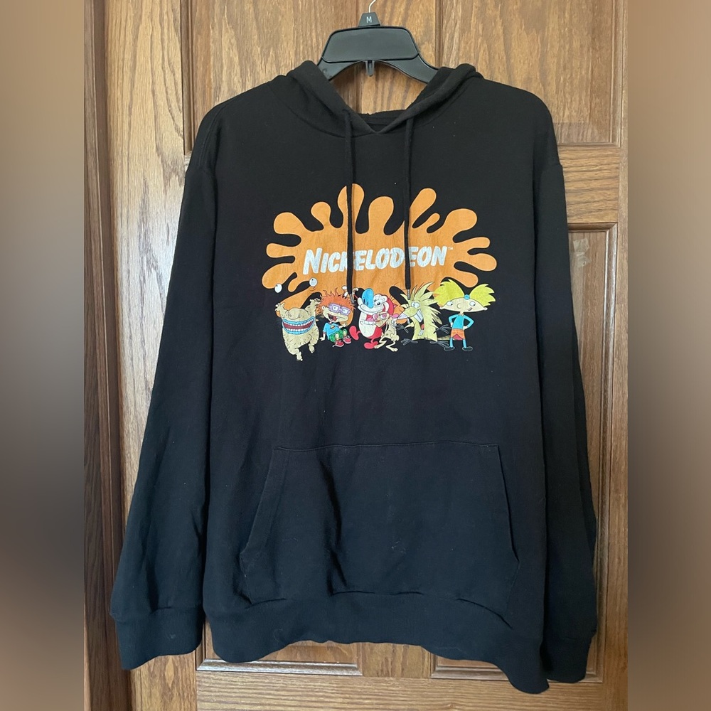 Nickelodeon Splat Black Size XL Pullover Hoodie